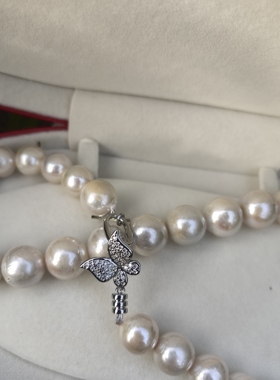 时尚高级轻奢 天然淡水珍珠正圆S925银扣 送礼盒母亲节送妈妈闺蜜