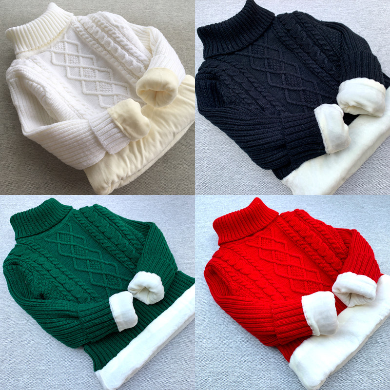 儿童毛衣中大童男童半高领加厚针织衫女童打底白色毛衣演出服加绒,淘宝优惠券,粉丝福利购,淘宝优惠卷