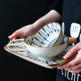 Kawashima House Qinglei японская стиль навыка керамическая чаша для одно рисовой чаши для супа миски для лапши блюдо блюдо тарелка творческая личность