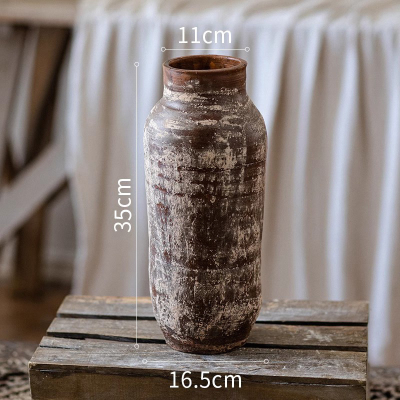 花盆复古艺术陶罐旧陶盆粗陶做花瓶陶土插花手工古风陶瓷花盆其他 - 图0