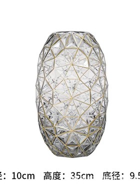 欧式描金客厅花瓶创意彩色玻璃卧室玄关花瓶玻璃摆件干花花器装饰