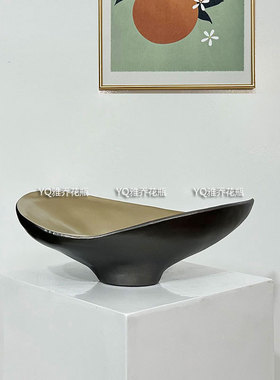 树脂新中式弧形花盆苔藓盆栽样品酒店客厅玄关禅意摆件售楼处间