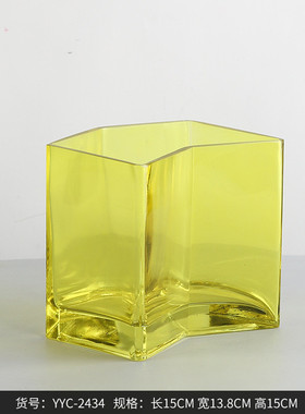 best west 彩色矩形水培玻璃花瓶摆件 创意家居装饰摆件玄关客厅