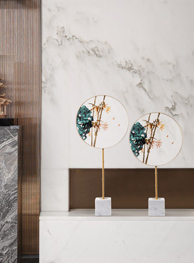 热销艺贝子新中式轻奢屏风摆件设计师样板间室内办公桌摆设饰品软