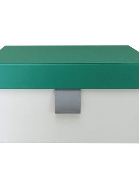 收纳盒大容量工艺品摆件简约小皮扣样板间衣柜道具储物箱