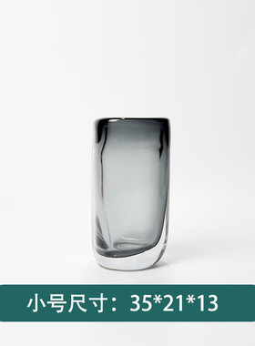 简约现代烟灰色三角透明水培玻璃花器迷迭香玄关仿真花装饰摆件