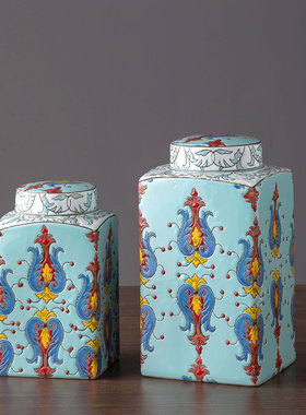 热销陶瓷罐子储物罐新中式电视柜创意摆件办公室家居客厅装饰品