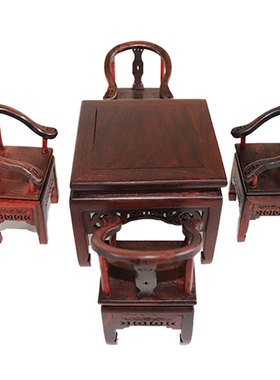 中式仿古质微型家具四方八仙桌模型家居装饰摆件实木明清工艺礼品