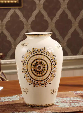 陶瓷花瓶客厅客厅美式复古风欧新中式插花轻奢家居大摆件