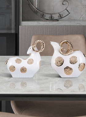 热销树脂摆件工艺品小绵羊造型电视柜桌面摆件客厅酒柜风欧式轻奢