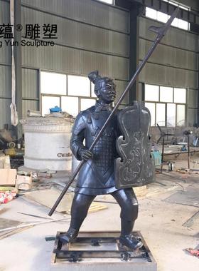 热销大型铜兵马俑铜像古代士兵摆件武士战士铸铜铜像铜像厂家直销