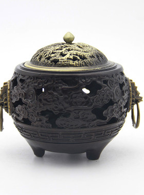 黑檀木钵式迷你香插清代香炉圆形线香炉红木质旅行香插沉香檀香小