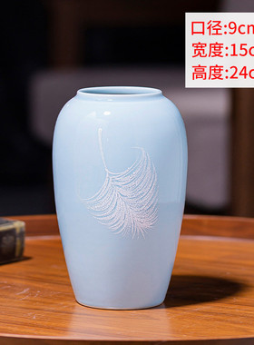陶瓷花插客厅小摆件景德镇新中式装饰绘画台面花瓶会所样板间