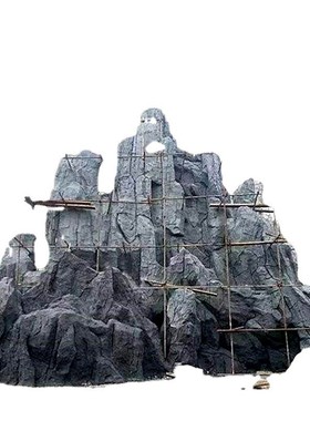 大型水泥雕塑假山假树护栏门头美化直塑公园山水园林景观现场装饰