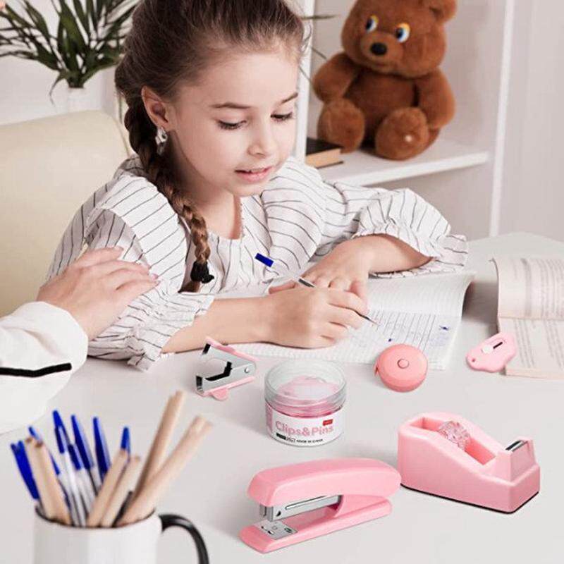 Directly supplied pink office scissors for students, stapler, stationery set, book, multi-functional binding combination