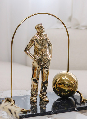 热销轻奢金属圆球拱门几何艺术摆件玄关客厅书房样板房架室内软装