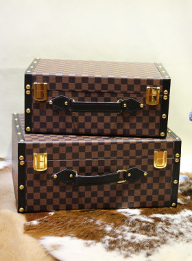 软装衣帽间手提箱样板房装饰摆件玄关收纳箱展示橱窗摄影道具美式