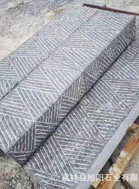 热销青石台阶石别墅庭院过门石防滑景区地面铺贴仿古雕花祥云踏步