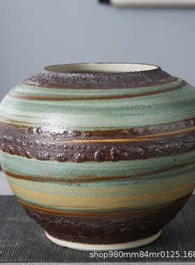 复古文艺粗陶罐景德镇禅意插花瓶ins陶瓷摆件中式客厅玄关装修