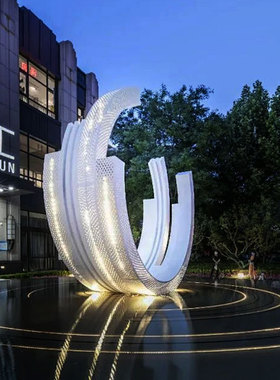 不锈钢雕塑定制摆件户外广场大型抽象园林景观装置金属造型厂家