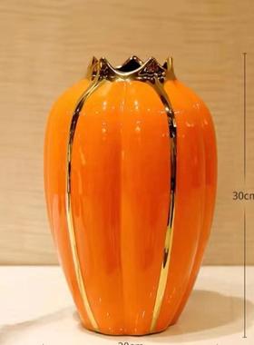 北欧创意新中式轻奢陶瓷花瓶摆件客厅样品酒店房软装饰品