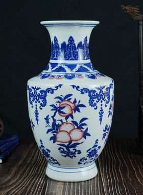 景德镇青花釉里红仿古中式家居陶瓷花瓶客厅装饰工艺品摆件