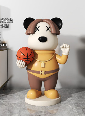 轻奢潮玩酒柜熊落地树脂工艺品摆件家居客厅电视柜蓝球玄关装饰品