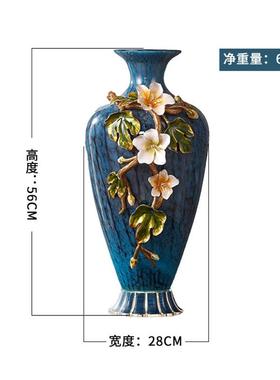 轻奢客厅彩玻璃花瓶摆件珐琅玄关欧式家居插花美式家居装饰品镶嵌