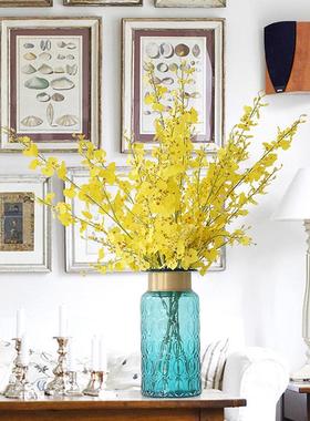 水彩创意现代简约铜圈玻璃花瓶 美式北欧卧室花店插花软装饰品