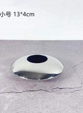 现代简约银色不锈钢样板房烛台摆件客厅餐桌云朵售楼处软装饰品