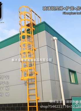 厂家直销玻璃钢步梯玻璃钢护笼梯防滑耐磨深井直爬梯绝缘梯子