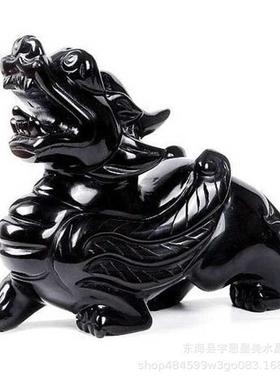 天然黑曜石貔貅摆件宅工艺礼品聚财居家办公一对厂家批发a