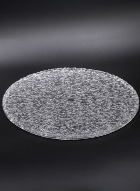 新中式简约玻璃托盘圆形透明摆件客厅茶几样板间果盘装饰品