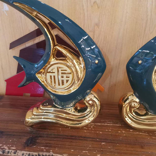 热销艺术轻奢陶瓷电镀摆件创意抽象新品软装装饰品 - 图0