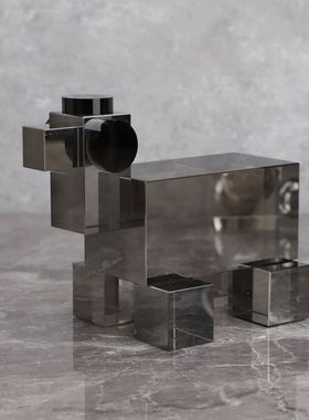 现代简约水晶狗水晶堆积怪球水晶样板售楼部家居书房软装饰品摆件