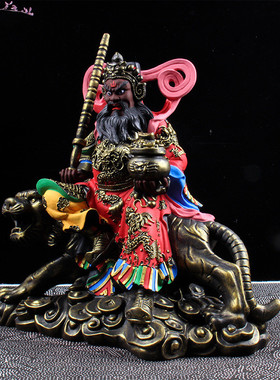 装藏武财神赵公明关公虎树脂关羽骑摆件客厅桌面五路文财神像比干