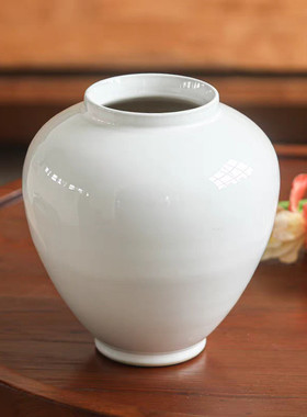 批发简幽白色陶瓷花瓶摆件大肚客厅侘寂风高品质摆设陶罐