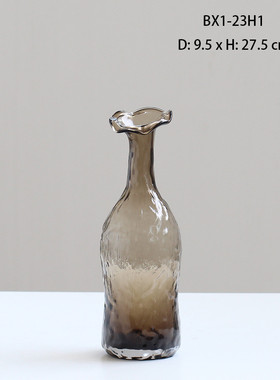 怡露单简约小口支花器玻璃花瓶家居软装新品摆件不规则玻璃瓶