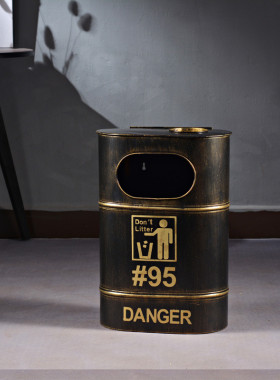 复古美式工业风壁挂垃圾桶有盖卫生间厨房小号高颜值家用摆件