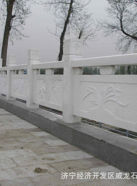 汉白玉花岗岩青石雕刻石栏杆园林中式石栏板装饰景区防护石栏杆
