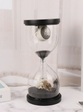 热销银色鬼沙漏计时器沙漏黑木座骷髅头爪15分钟计时沙漏万圣节沙