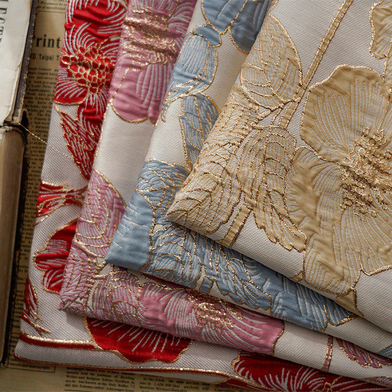 浮雕金丝大花朵色织提花面料硬挺复古时装布料箱包凹凸质感纹理布,淘宝优惠券,粉丝福利购,淘宝优惠卷