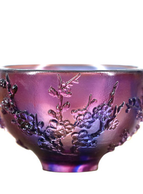 琉璃四君子碗梅兰竹菊杯高档礼品装饰摆件居家客厅摆放送礼收藏