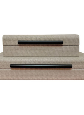 创意首饰收纳盒皮质中式装饰盒酒店会所样板间家居书房电视柜摆件