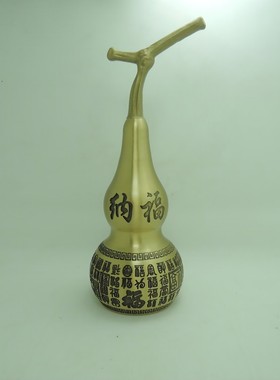 纯黄铜招财纳福铜葫芦黄铜开口开盖胡客厅卧室空心葫卢工艺品摆件