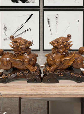 店铺一对客厅玄关树脂工艺品皮丘办公乔迁新房铜貔貅摆件开业礼品