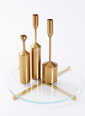 热销现代简约欧式轻奢水晶饰品圆形托盘摆件样板房售楼处创意软装