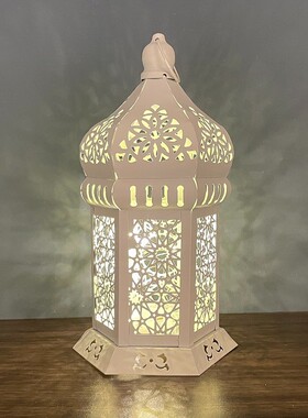 摩洛哥落地烛台铁艺马灯风灯摩洛哥镂空玻璃灯笼复古摆件道具