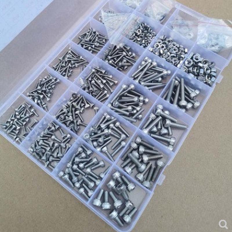 1120pcs盒装304不锈钢圆柱头/杯头螺丝螺母M2M2.5M3 - 图0