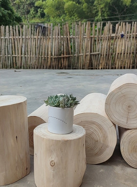 批发天然原木客厅木墩花架花盆几台鱼缸茶花瓶底座装饰摆件圆木桩